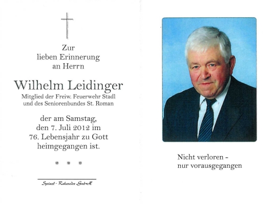 Totenbild von Herrn Leidinger Wilhelm